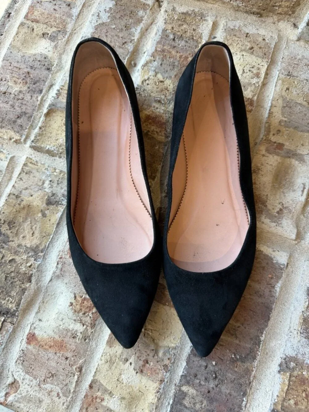 J.Crew Pointed-toe Flats In Suede Black Women's size 10 classic business casual